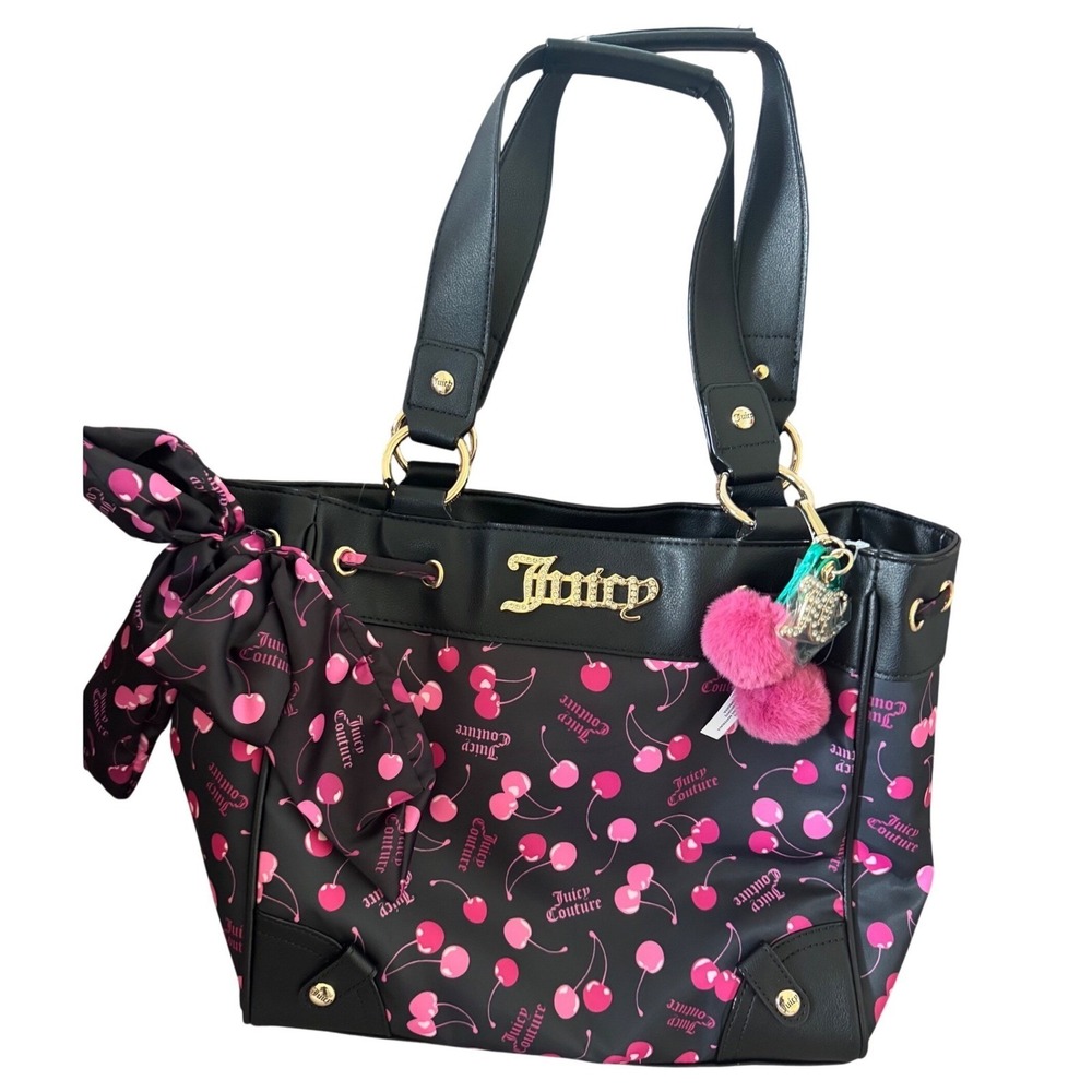 Juicy Couture Day Dreamer Black Cherry With Charm Bag Cherry Juicy Gold Tone NWT